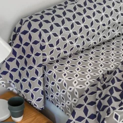 BecquetDrap plat en flanelle micro motif gris - THIBAULT FLANELLE