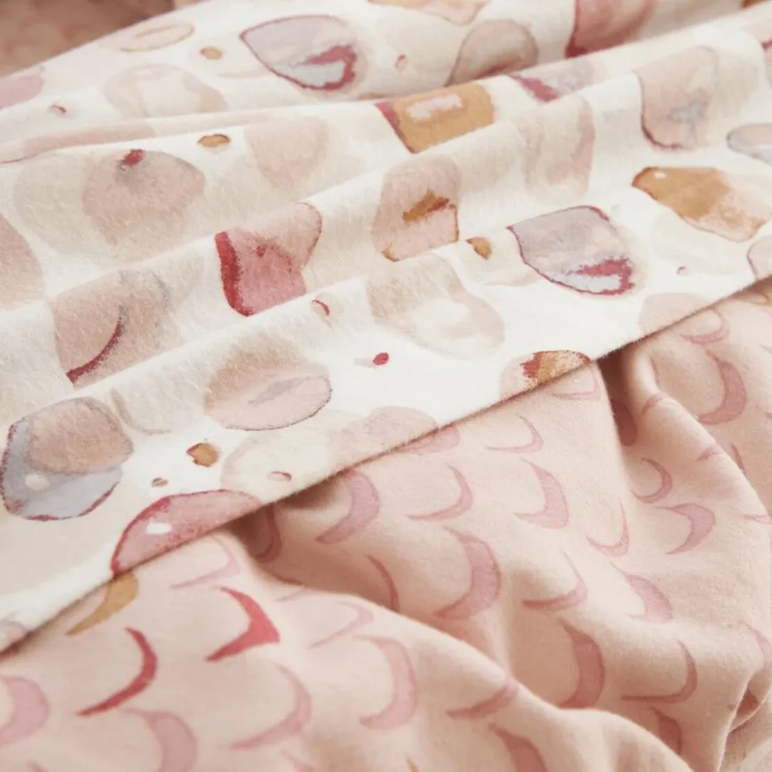 BecquetDrap plat en flanelle rose poudré - PASTILLES FLANELLE