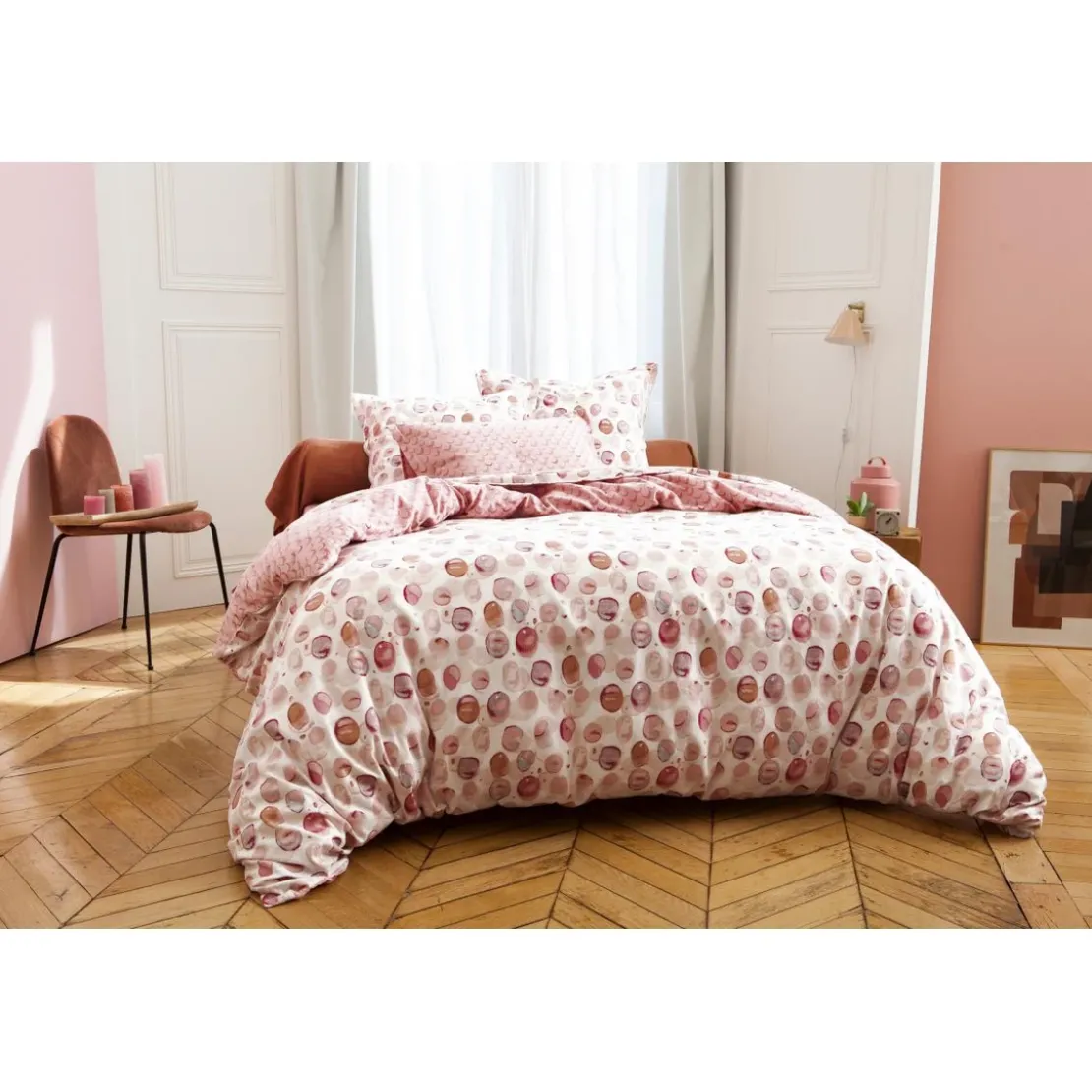 BecquetDrap plat en flanelle rose poudré - PASTILLES FLANELLE