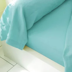BecquetDrap plat en lin lavé uni Lauréat - bleu aqua