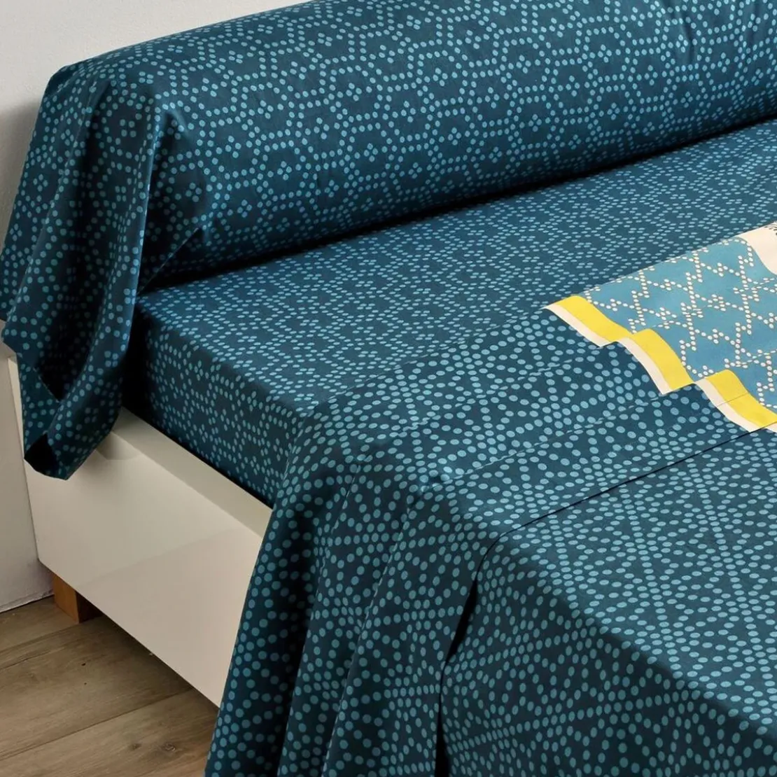 BecquetDrap plat en polycoton bleu - CUZCO