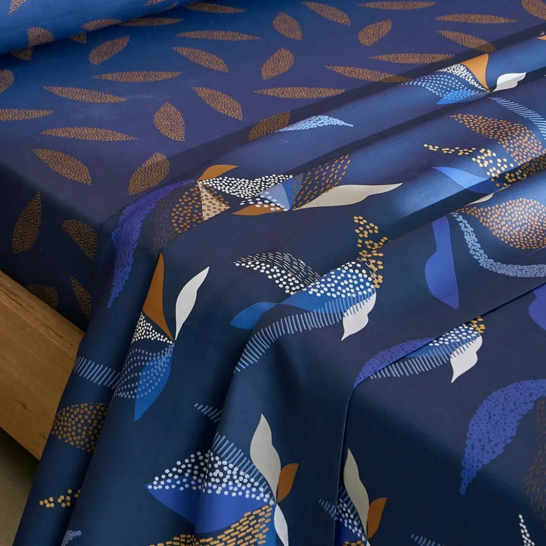 BecquetDrap plat en satin de coton bleu marine - AUGUSTIN