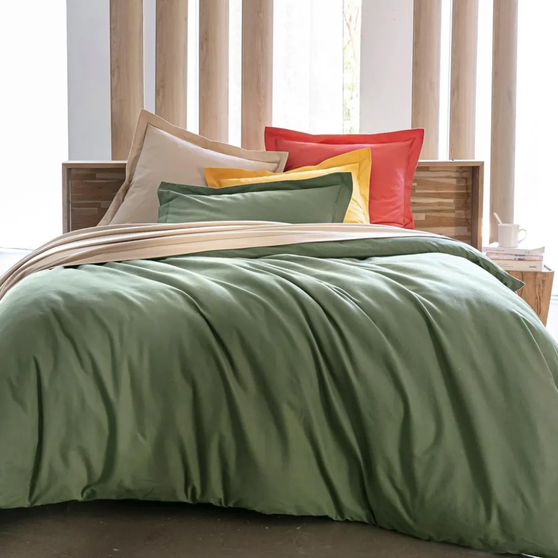 BecquetDrap plat FLANELLE UNI - vert kaki