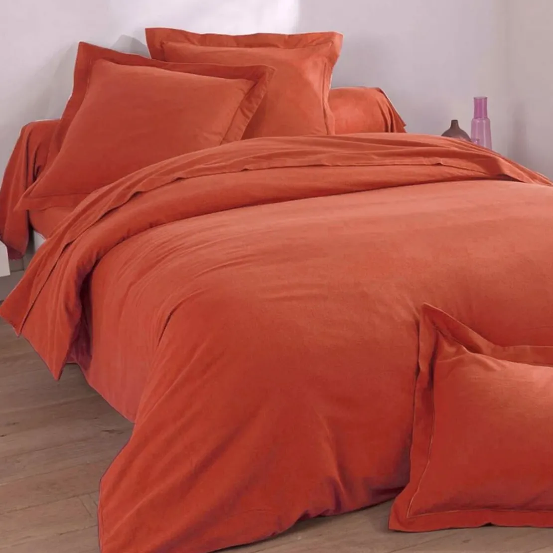BecquetDrap plat FLANELLE UNI terracotta en flanelle