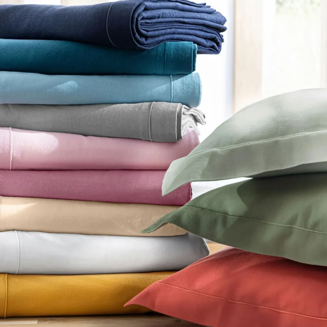 BecquetDrap plat FLANELLE UNI - vert amande