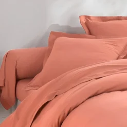 BecquetDrap plat FLANELLE UNI - orange pêche