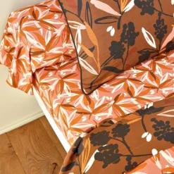 BecquetDrap plat MONDE VEGETAL imprimé feuilles, multicolore