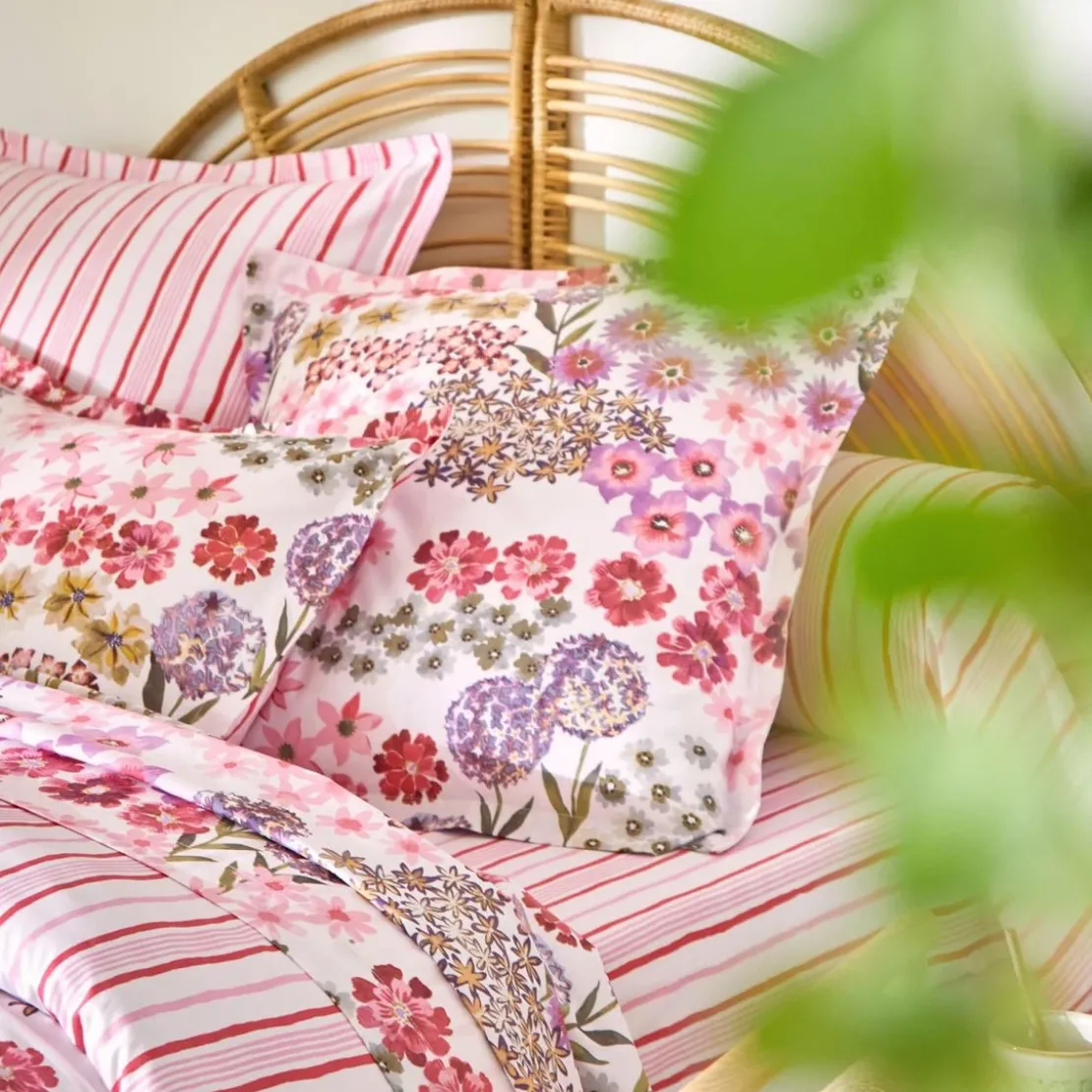 BecquetDrap plat percale de coton GAIETE D'ETE - rose