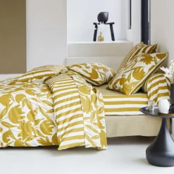 BecquetDrap plat percale de coton MARTIKA - jaune ocre