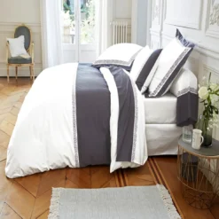 BecquetDrap plat percale de coton MATHILDE - blanc