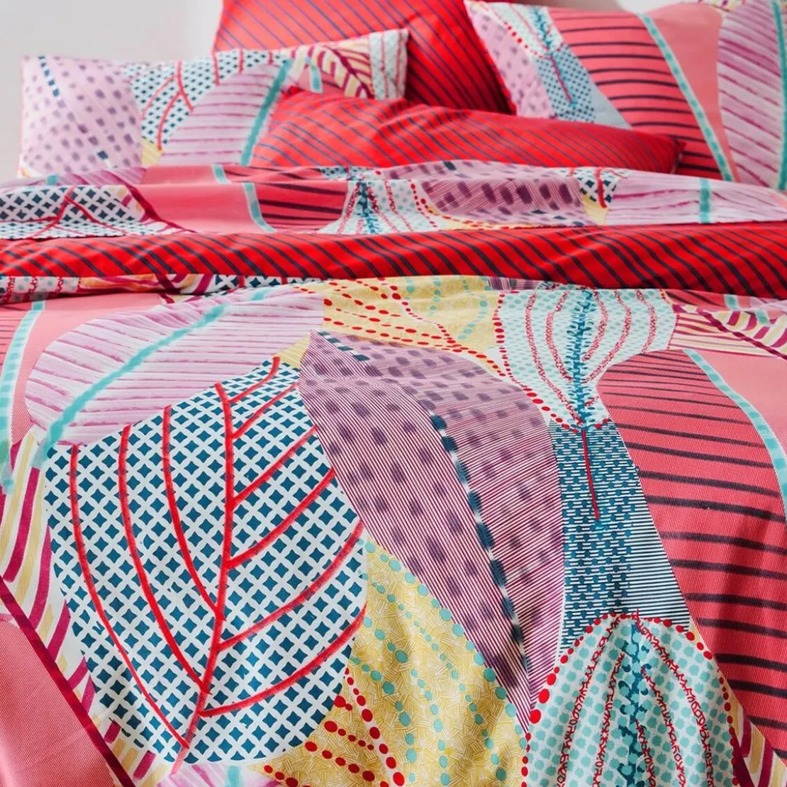 BecquetDrap plat polycoton multicolore motif feuilles graphique - SOFT POP