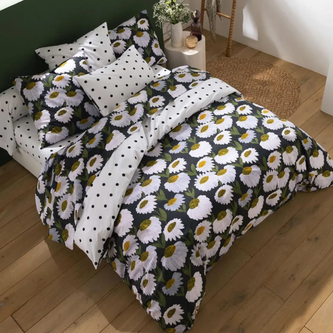 BecquetDrap plat polycoton MARGUERITE - noir