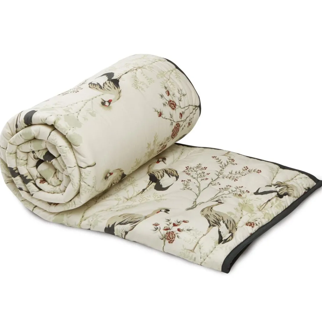 BecquetEdredon CLB. MIYA motif oiseaux en coton beige crème