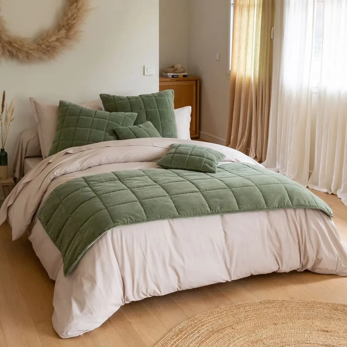 BecquetEdredon léger en coton velours vert - VALOU