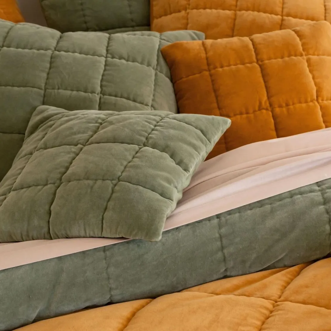 BecquetEdredon léger en coton velours vert - VALOU