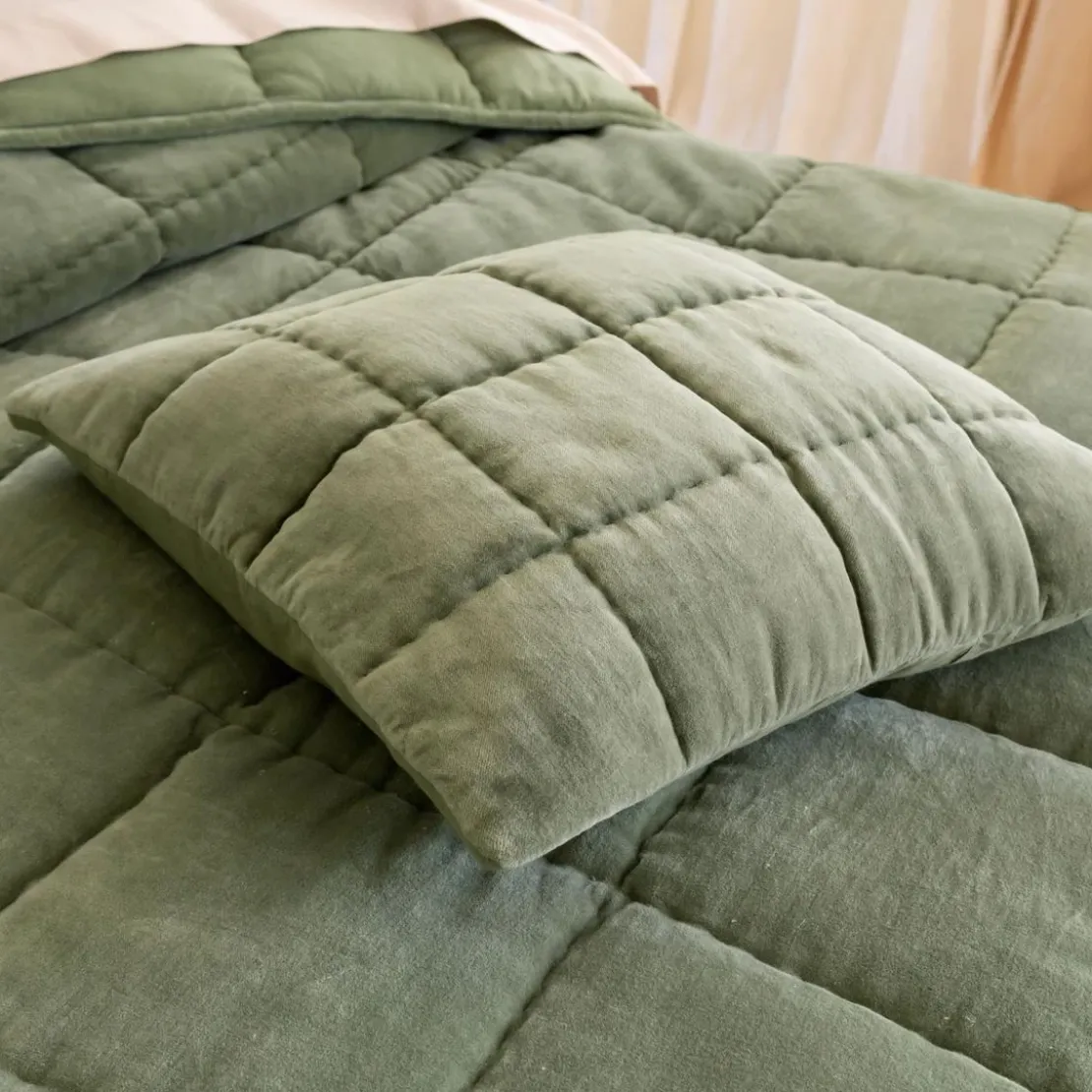 BecquetEdredon léger en coton velours vert - VALOU