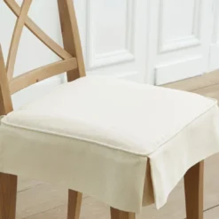 BecquetGalette de chaise à volants plats en coton blanc ivoire - GALIA