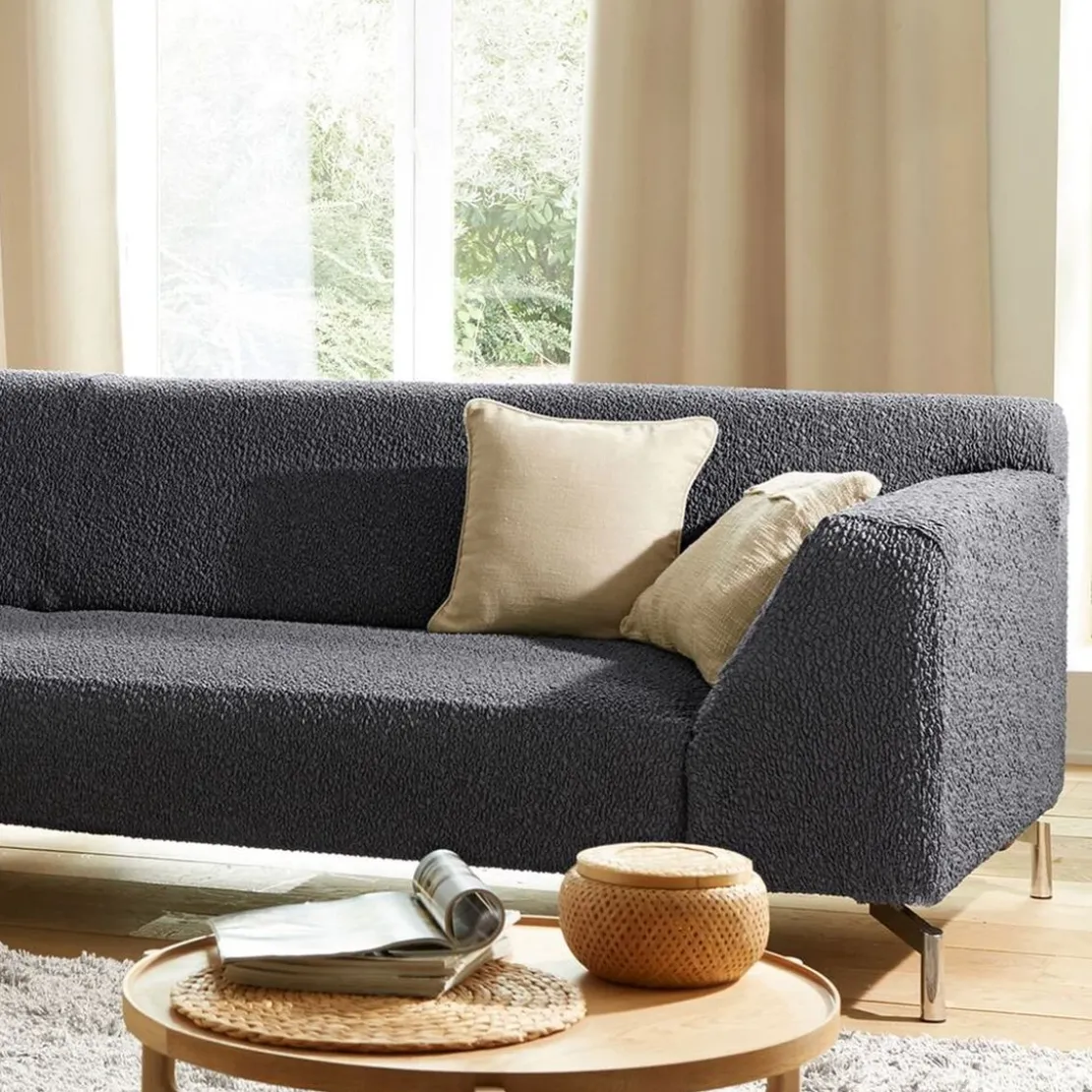 BecquetHousse bi-extensibles pour fauteuil et canapé ROC H gris foncé