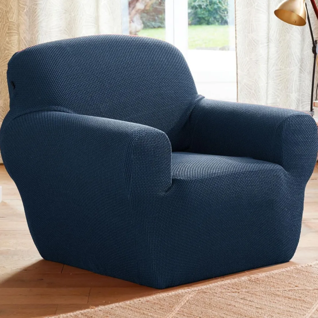 BecquetHousse de canapé bi-extensible bleue unie - CORA BI