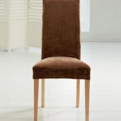 BecquetHousse de chaise bi-extensible microfibre chocolat - SUSIE