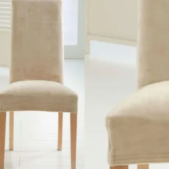 BecquetHousse de chaise bi-extensible microfibre beige - SUSIE