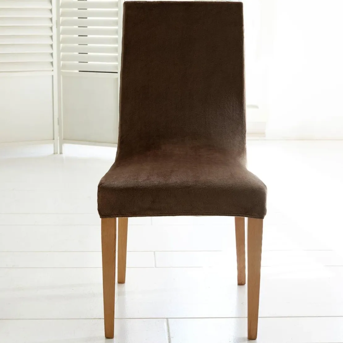 BecquetHousse de chaise Extensible AME. POLAR Marron chocolat