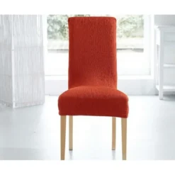 BecquetHousse de chaise extensible tissage en relief - Terracotta