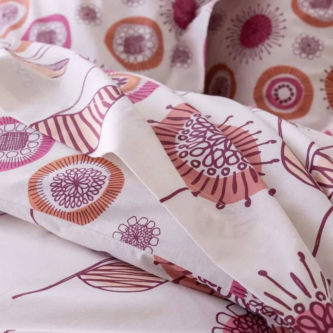 BecquetHousse de couette coton FIFTY ROSE réversible blanc