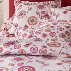 BecquetHousse de couette coton FIFTY ROSE réversible blanc