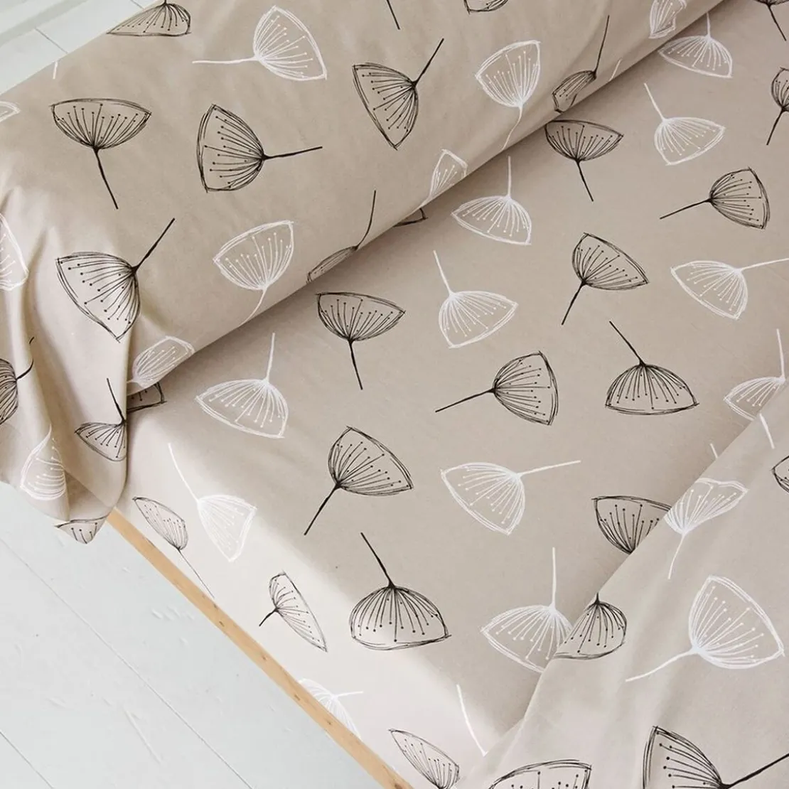 BecquetHousse de couette coton réversible COQUELICOTS BLUE - beige