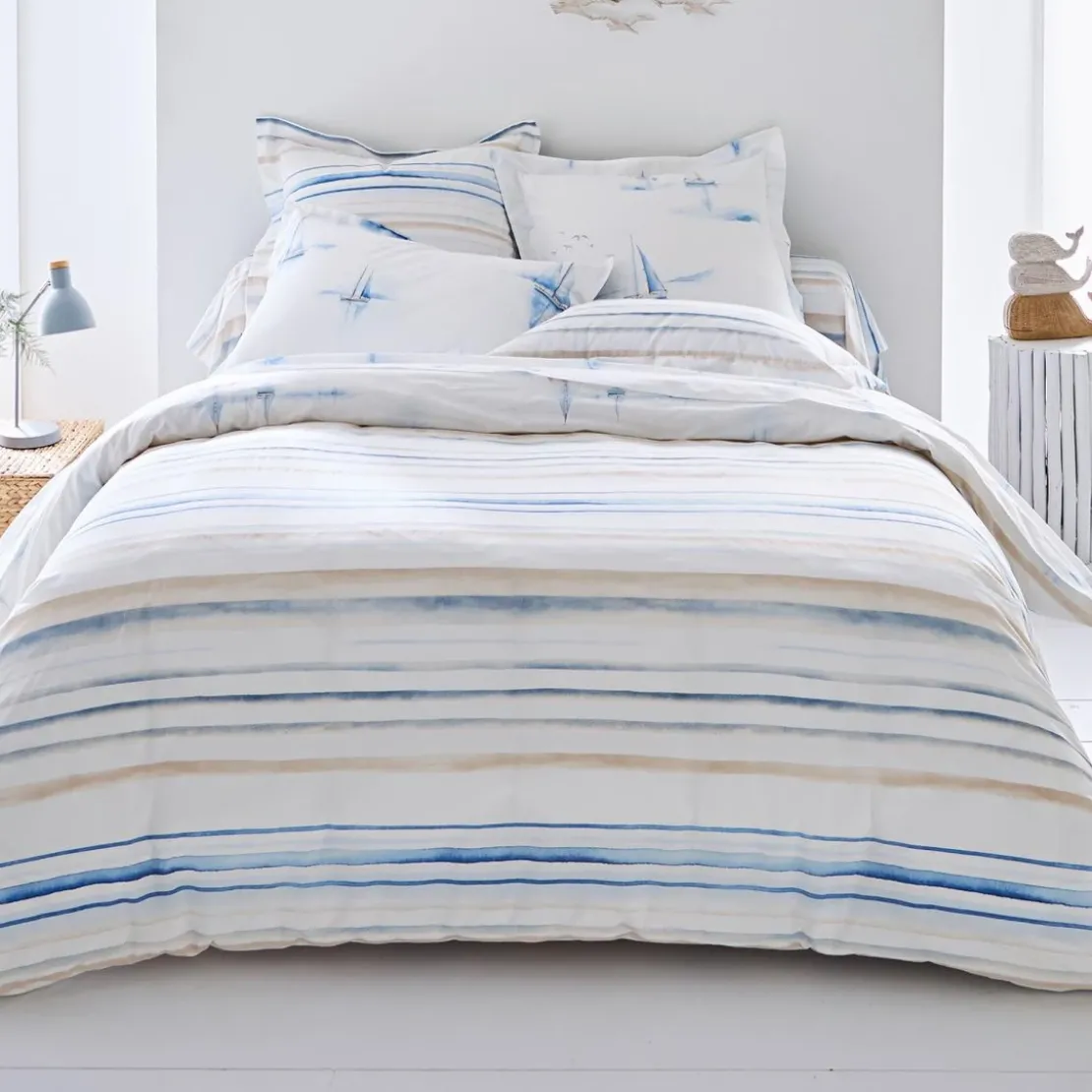 BecquetHousse de couette coton MAREE HAUTE - bleu