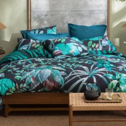 BecquetHousse de couette coton vert tropical noir réversible - MYSTERIEUX