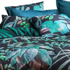 BecquetHousse de couette coton vert tropical noir réversible - MYSTERIEUX