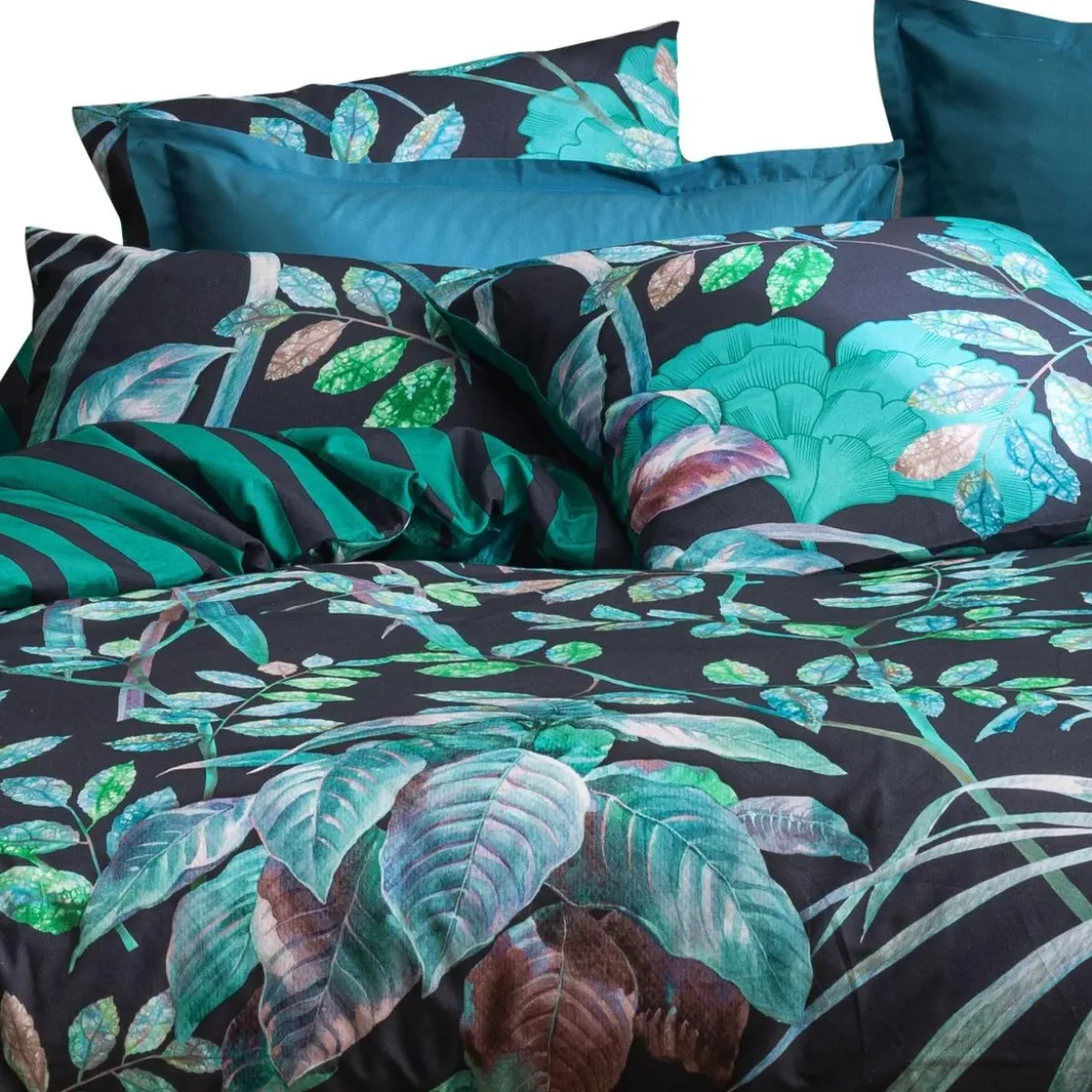 BecquetHousse de couette coton vert tropical noir réversible - MYSTERIEUX