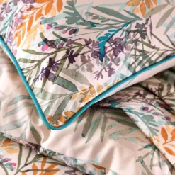 BecquetHousse de couette coton beige réversible motif floral multicolore - Collection ECLOSION POETIQUE