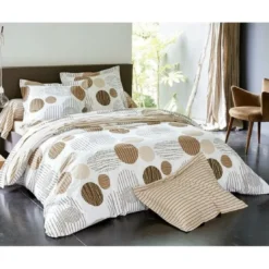 BecquetHousse de couette coton écru à pois réversible - BAXLEY