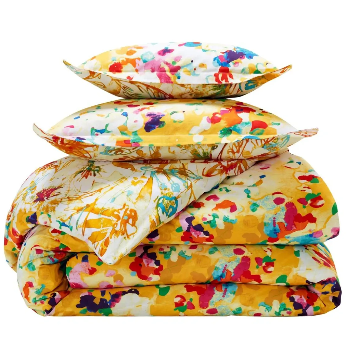 BecquetHousse de couette coton écru graphique multicolore réversible - ROMY