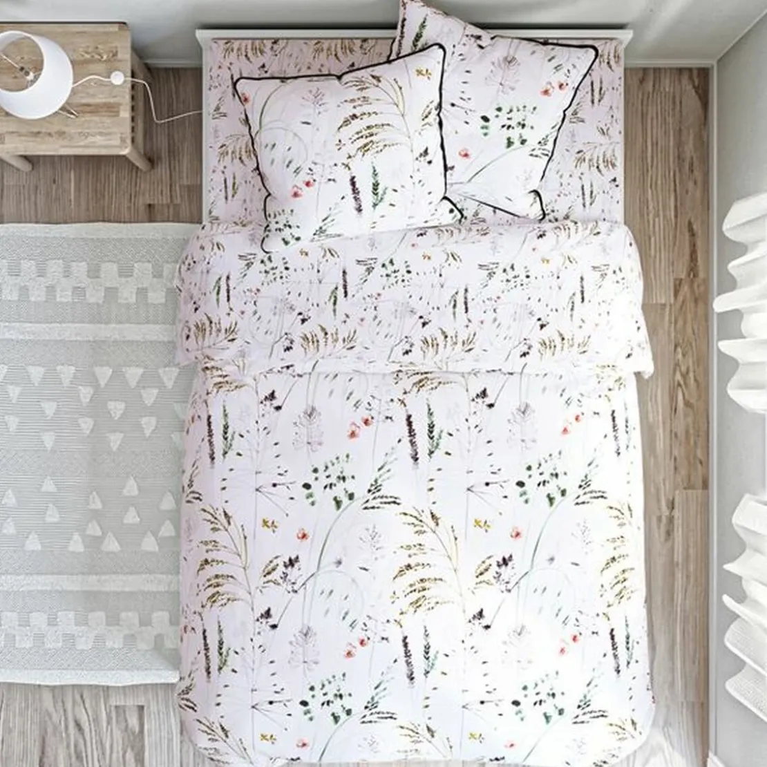 BecquetHousse de couette coton FRAICHEUR réversible imprimé floral blanc