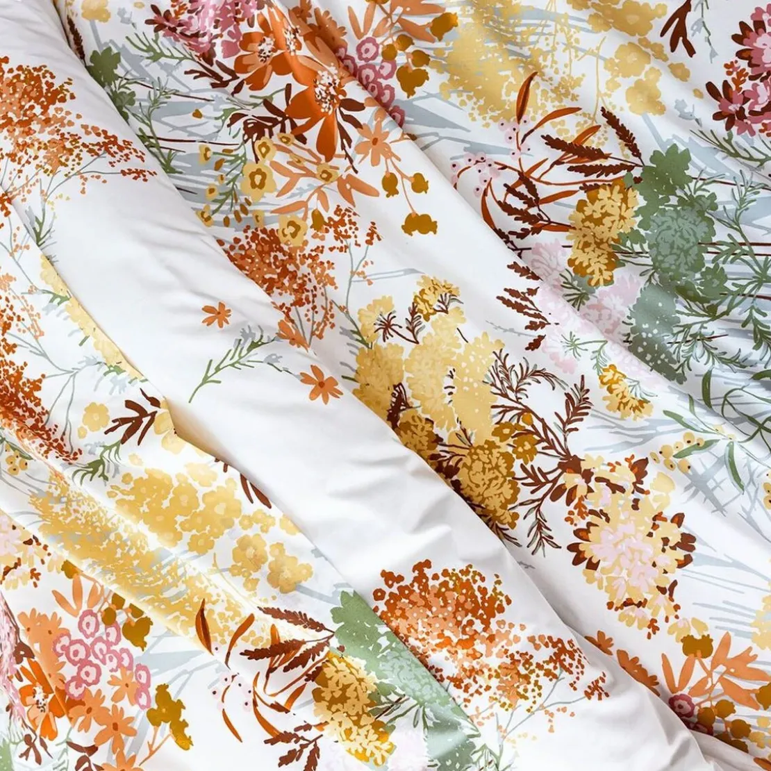 BecquetHousse de couette coton écru réversible motif floral multicolore - Collection BOUQUET