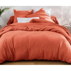 BecquetHousse de couette DOUBLE GAZE terracotta en double gaz de coton