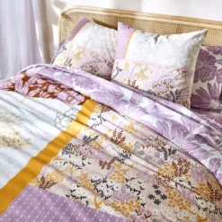 BecquetHousse de couette en coton réversible violet lilas motif floral - POETIQUE
