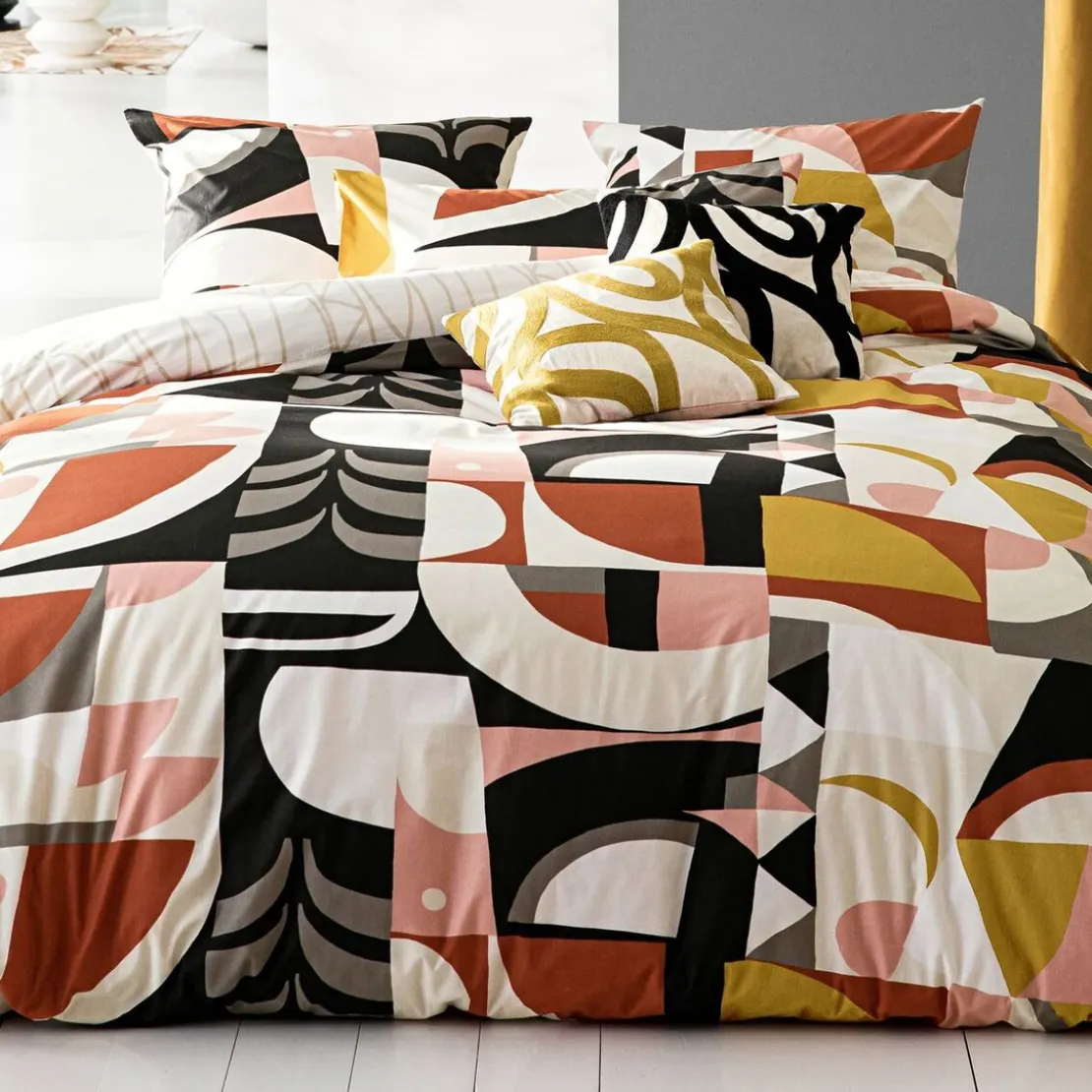 BecquetHousse de couette en coton réversible écru à motif graphique multicolore - CRAFT