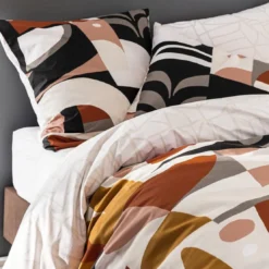 BecquetHousse de couette en coton réversible écru à motif graphique multicolore - CRAFT