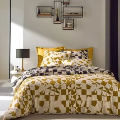 BecquetHousse de couette en coton DAMIERS - beige