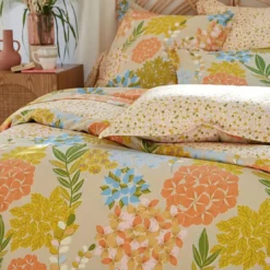 BecquetHousse de couette en coton beige à motif floral - POESIE