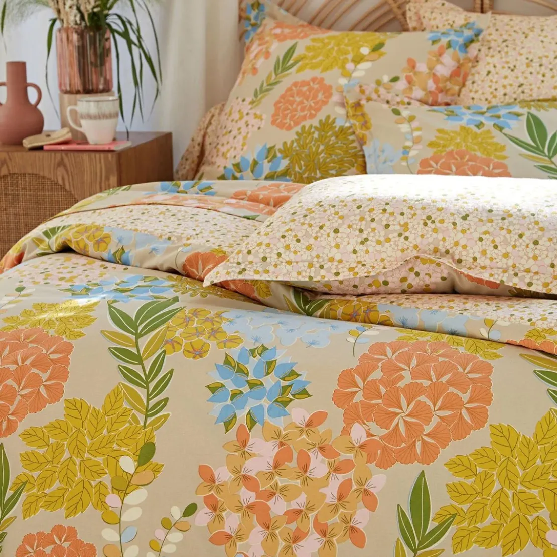 BecquetHousse de couette en coton beige à motif floral - POESIE