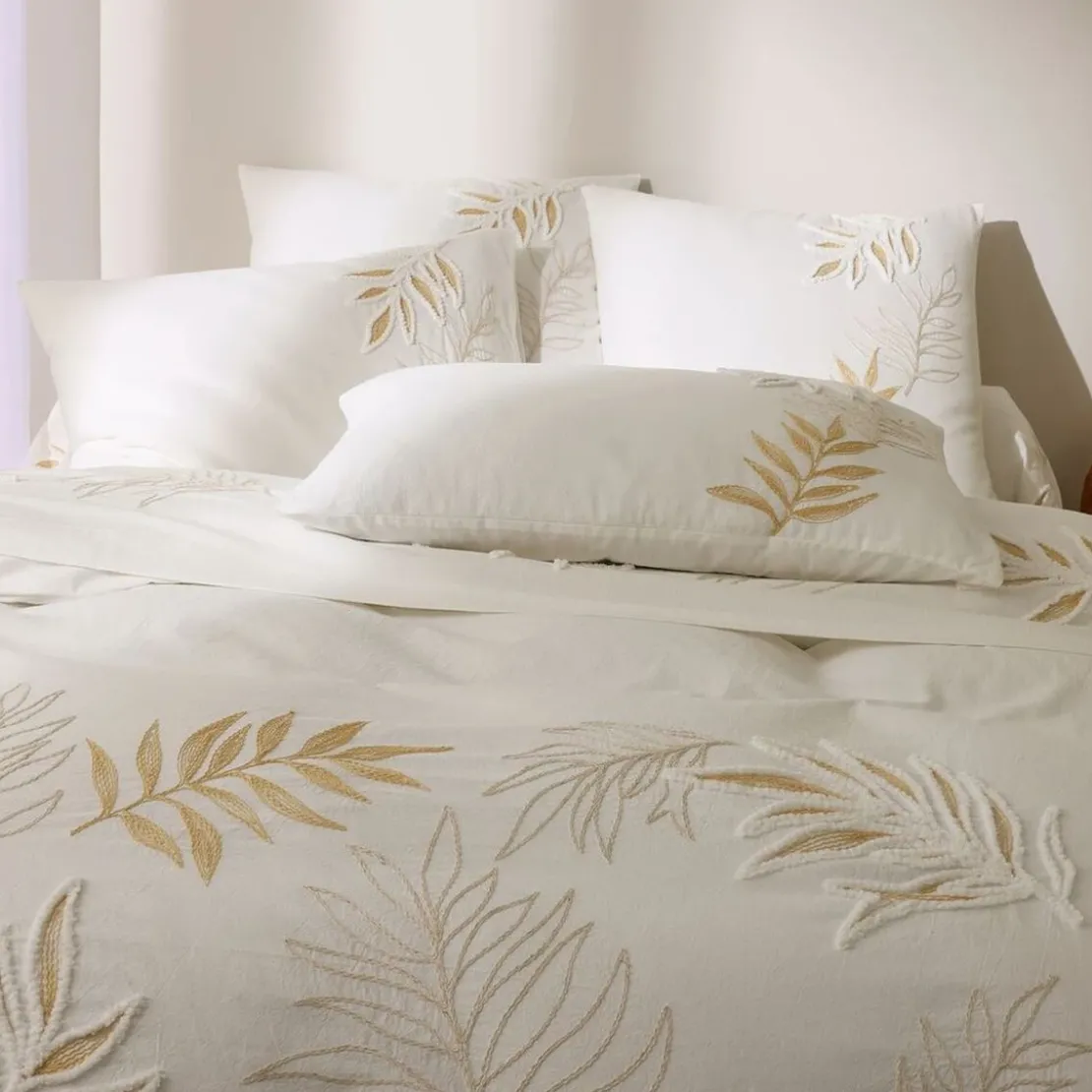 BecquetHousse de couette en coton lavé réversible FRISSON brodé - écru