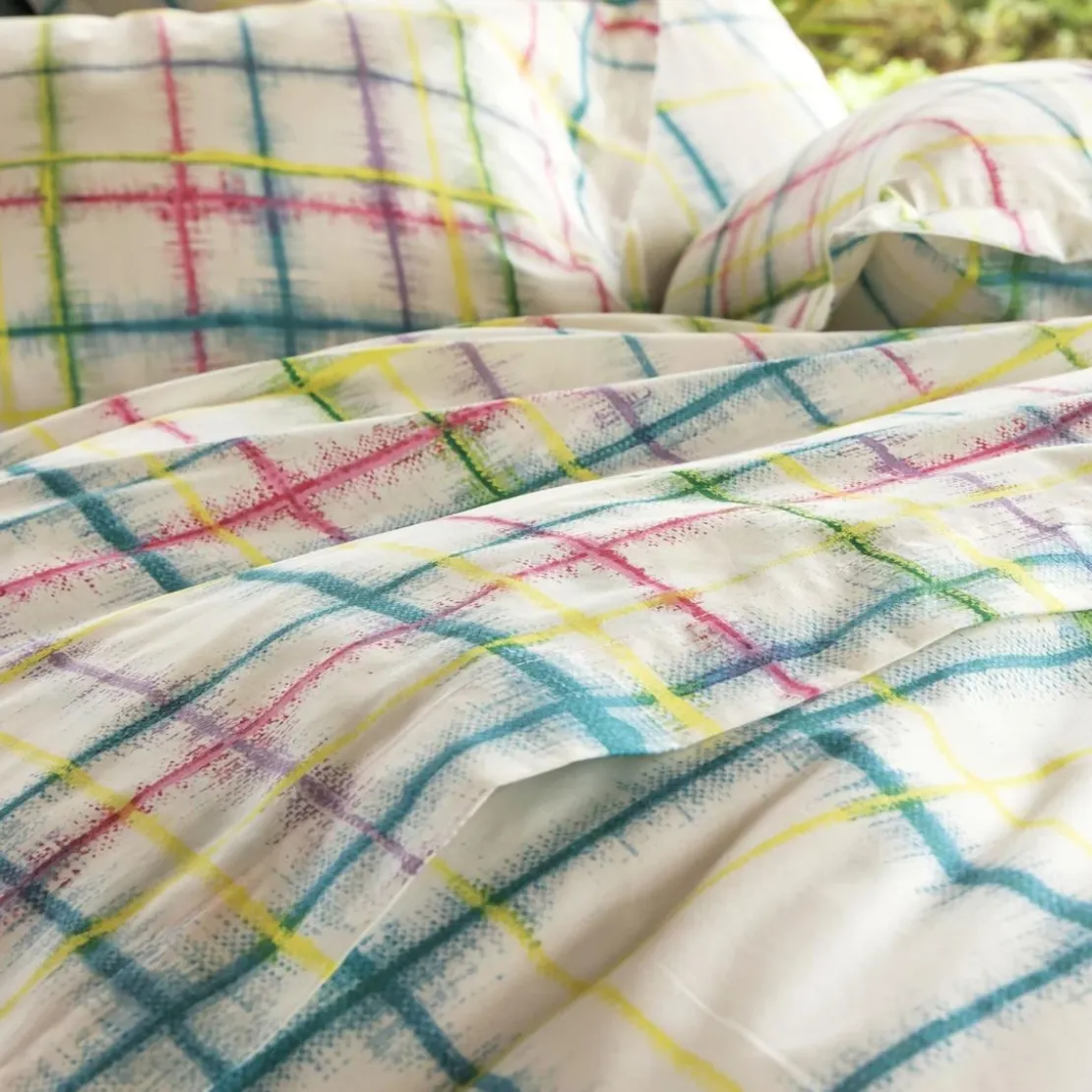BecquetHousse de couette en coton blanc à carreaux - PARADIS