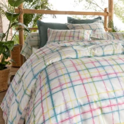 BecquetHousse de couette en coton blanc à carreaux - PARADIS