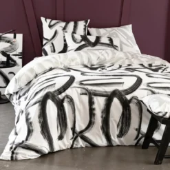 BecquetHousse de couette en coton réversible GALLERY style arty - noir/blanc